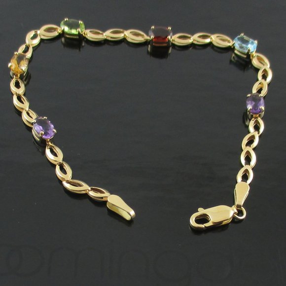 14K Yellow Gold 2.10 ct tw Multi-gemstone Bracelet - Picture 5 of 7
